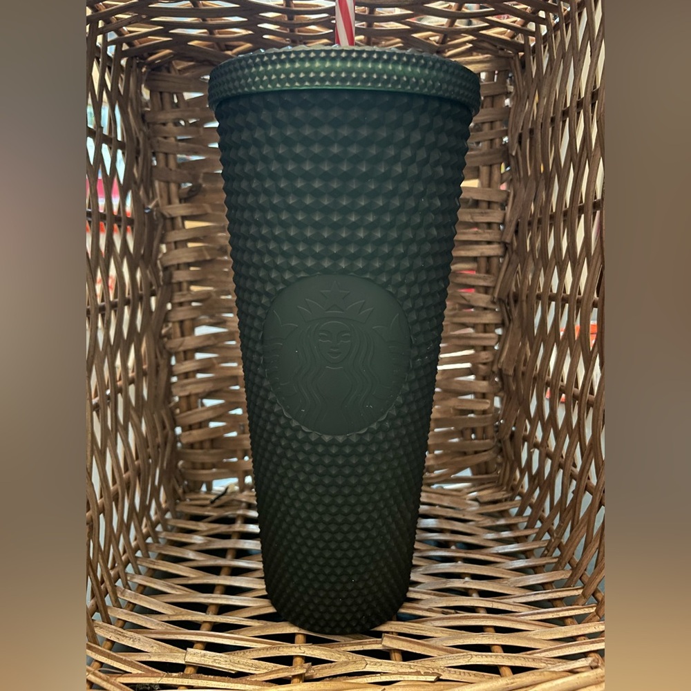 Starbucks Studded Matte Dark Green 24 oz Tumbler Cold Cup Venti - Picture 3 of 4